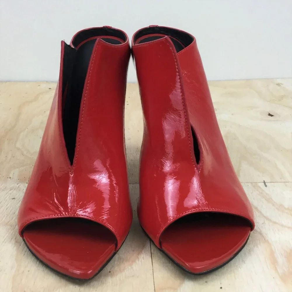 Jeffrey Campbell Shiny Red Peep Toe Booties 6